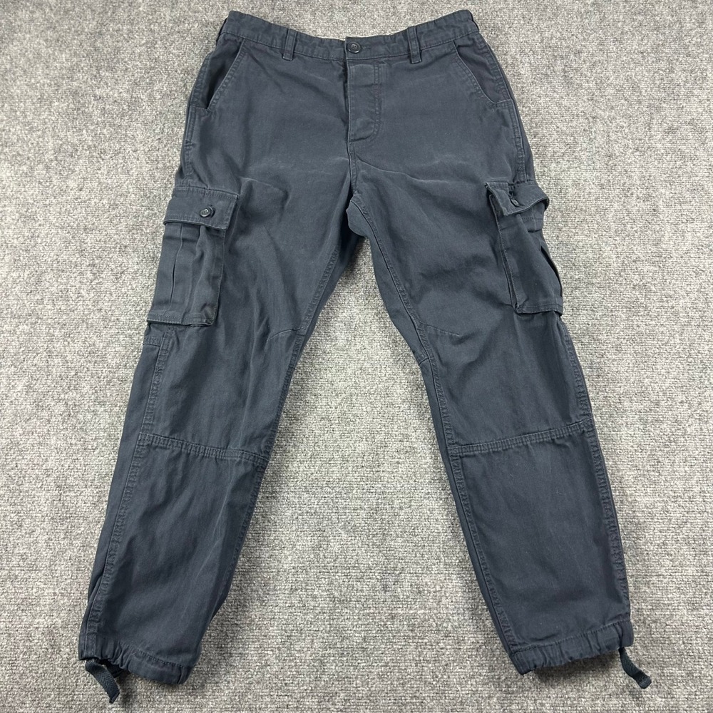 The Stronghold Cargo Pants Mens 32x30 Blue Relaxed Straight Herringbone Military